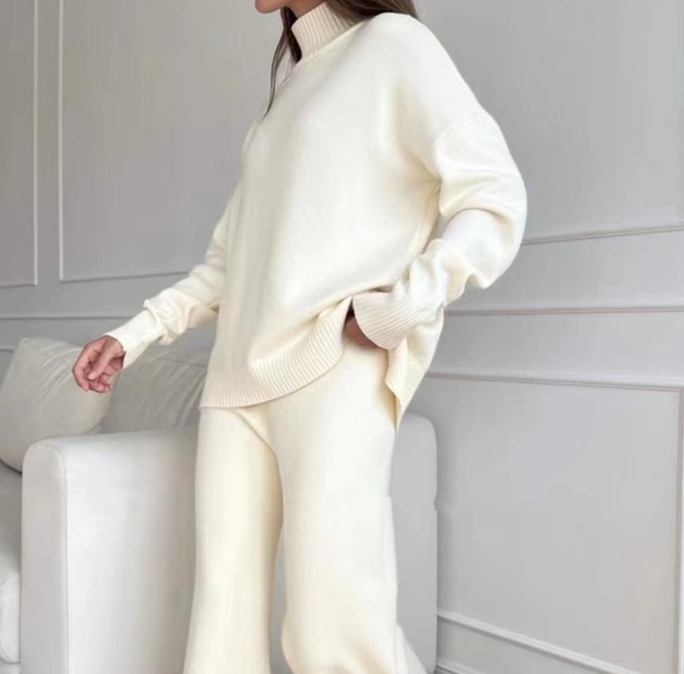 Chic High Neck Knit Set