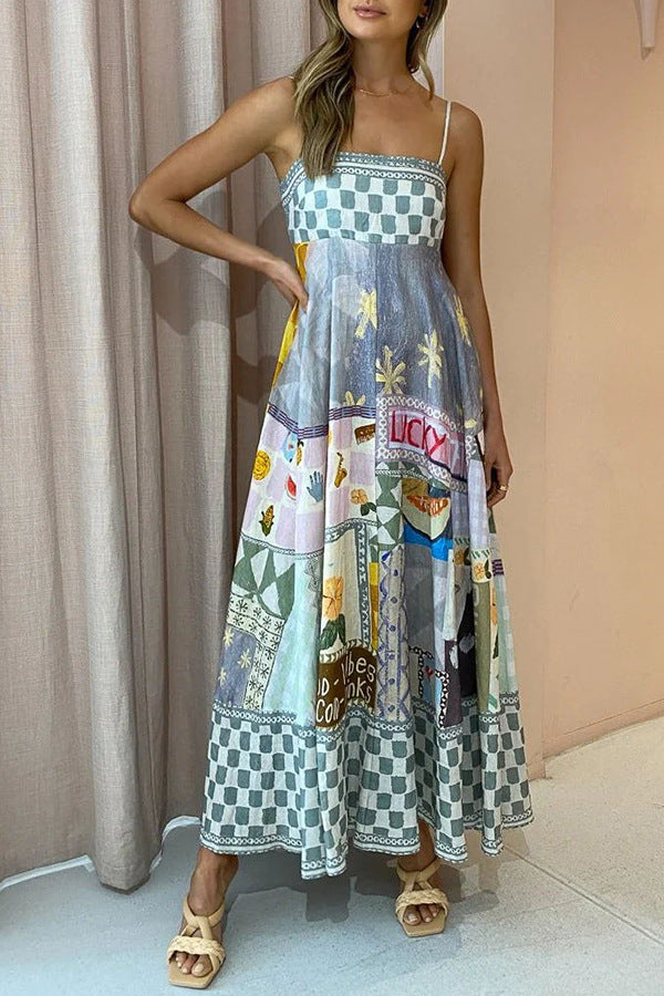 Trendy Geometric Print Summer Maxi Dress
